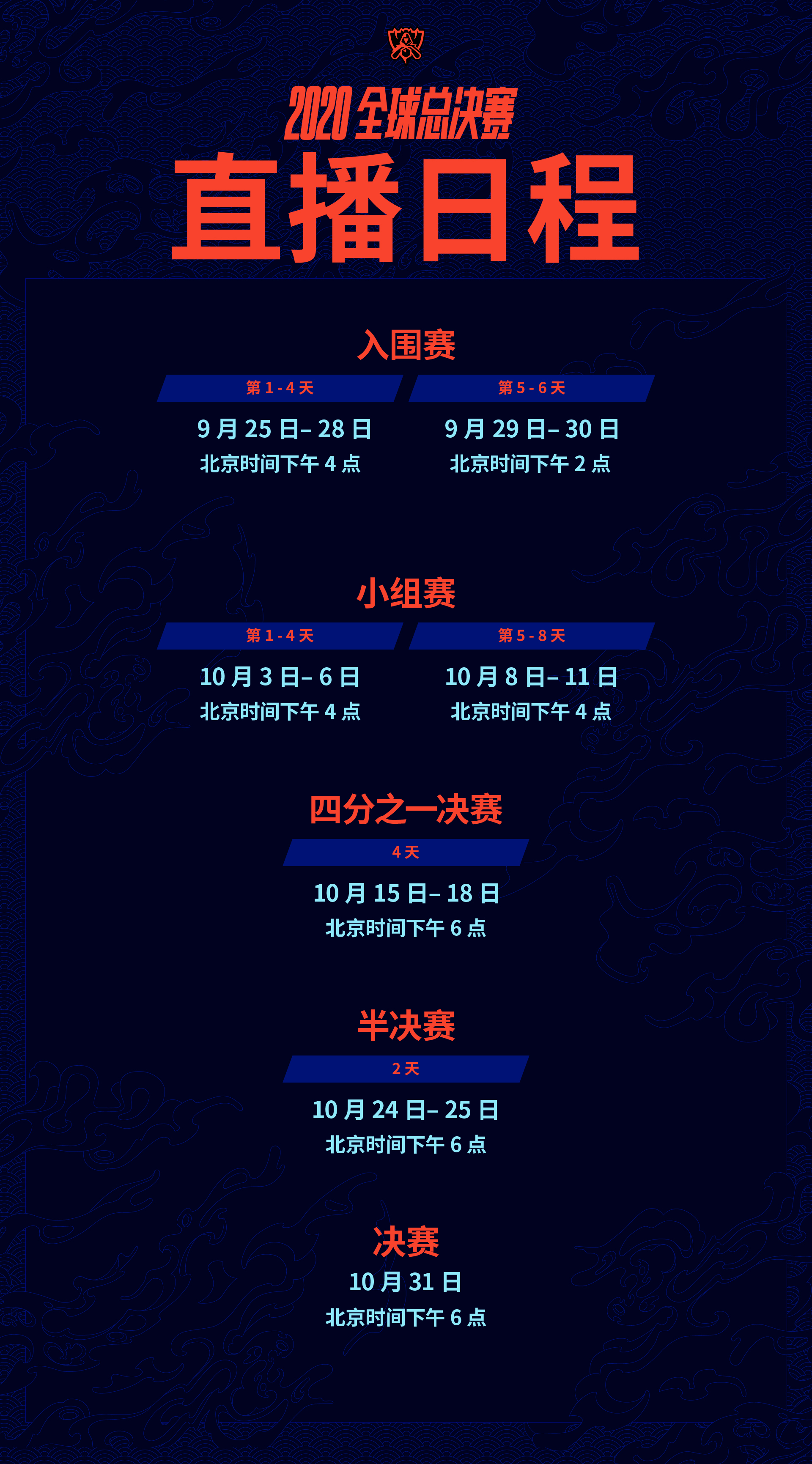 2020全球总决赛S10直播日程安排