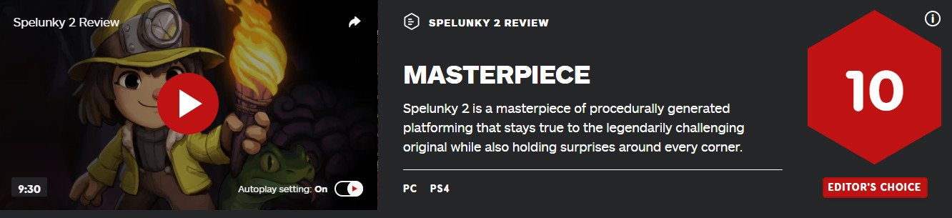 《洞穴探险2》媒体评分解禁：IGN 10分满分