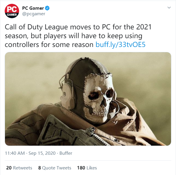 《使命召唤》联赛将转至PC平台  禁止使用键盘鼠标