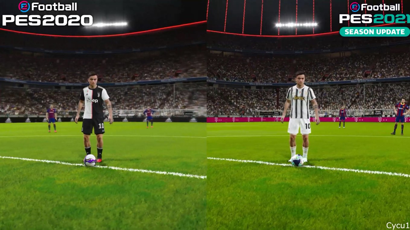 《实况足球2021》vs《实况足球2020》 也没啥变化 确实只是单纯赛季更新