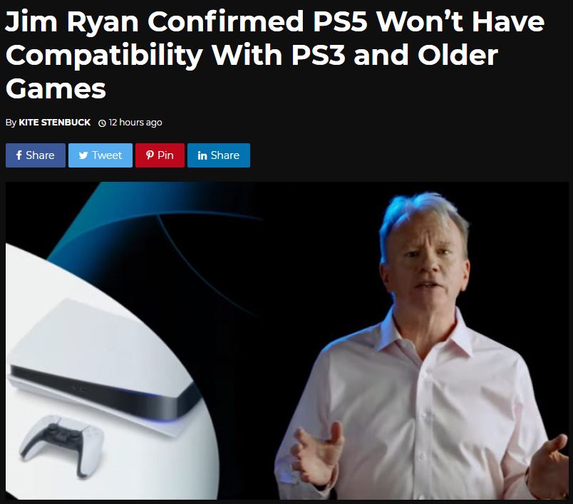 SIE总裁:PS5主机并不兼容PS1/PS2/PS3平台游戏插图 SIE总裁:PS5主机并不兼容PS1/PS2/PS3平台游戏