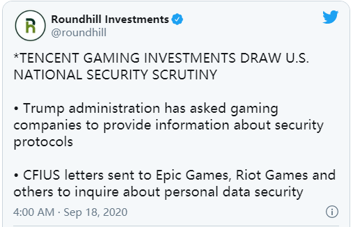 您又开始了?Epic和Riot等腾讯投资的游戏公司遭美国政府审查插图 Epic和Riot等腾讯投资的游戏公司遭美国政府审查