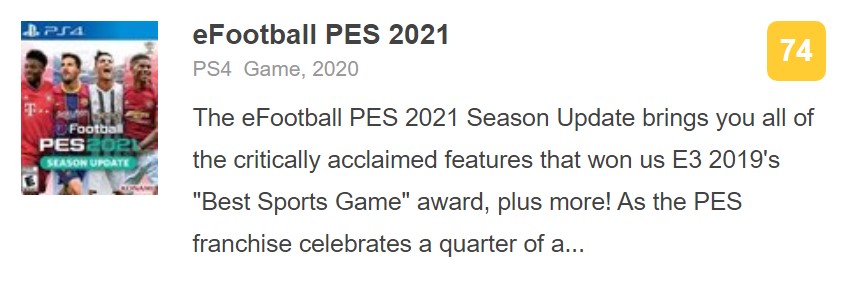 《实况足球2021》IGN 7分:真换皮 更新少 但很诚实插图2 《实况足球2021》IGN 7分:真换皮 更新少 但很诚实