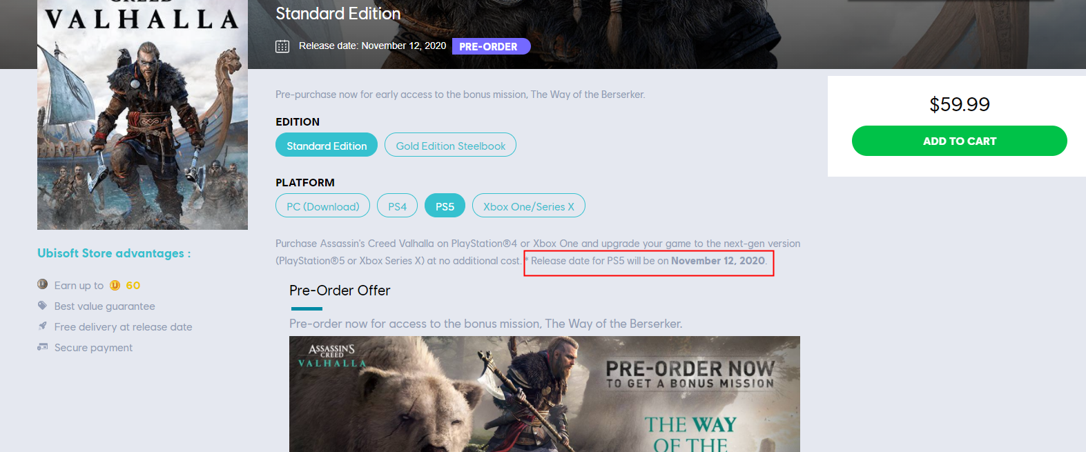 《刺客信条：英灵殿》PS5版也将是真4K/60FPS