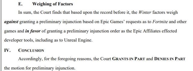 法官不让苹果封锁虚幻引擎 也不满足Epic要求