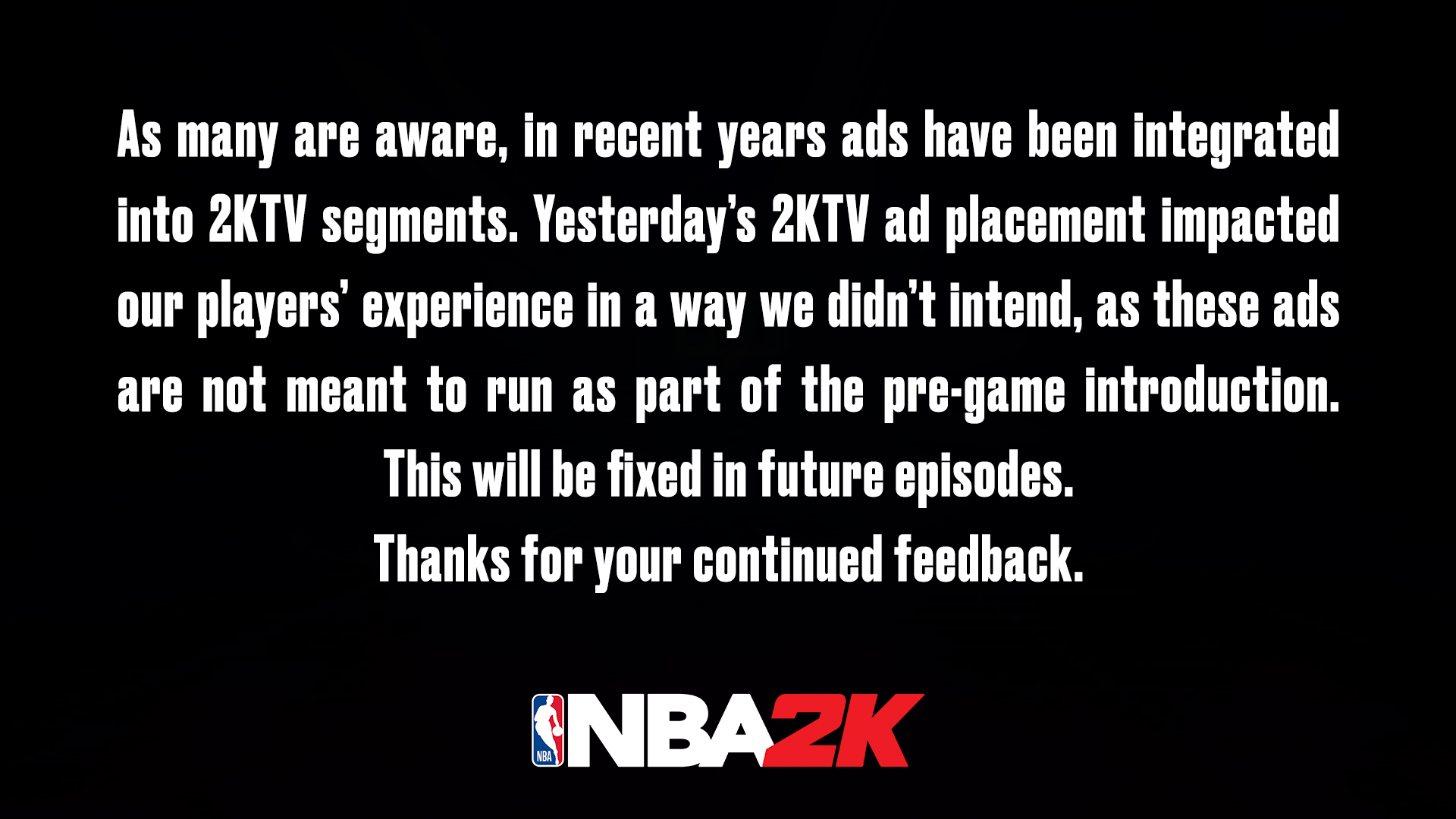 《NBA 2K21》内置广告将来会修复插图 2K回应《NBA 2K21》广告不可跳过:未来将修复