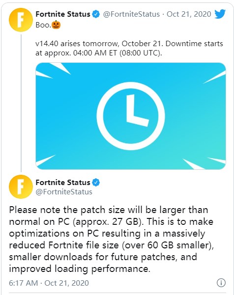 《堡垒之夜》14.40版补丁发布 容量从99G减至29.5G