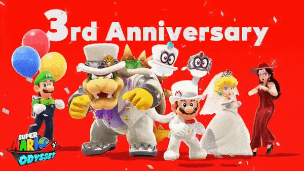 《超级马里奥：奥德赛》3周年纪念！官方公开贺图