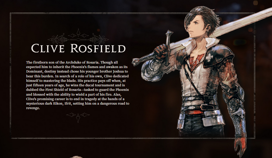 《最终幻想16》官网上线 公开角色立绘和世界观