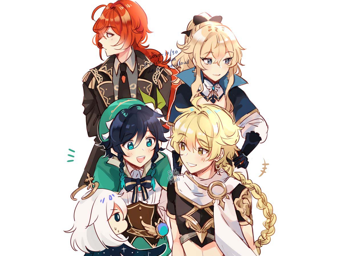 每日好图：原神最新同人图#万圣节#莫娜#芭芭拉#七七#可莉#钟离#公子#荧#安柏