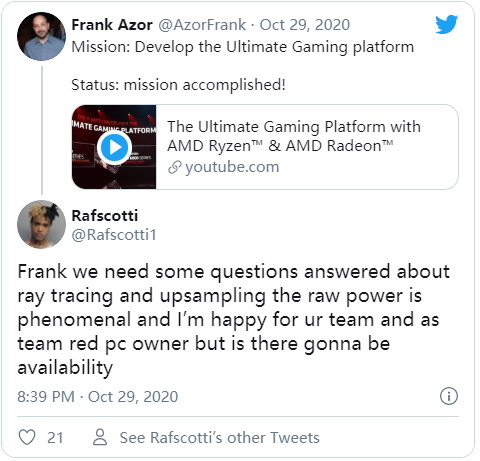 AMD承诺会尽快公布RX6000系列光追和超采样细节插图1 AMD承诺会尽快公布RX6000系列光追和超采样细节