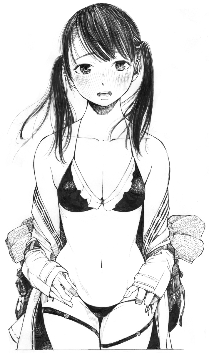 每日好图：P站#黑白手绘风#女子高中生#JK#插画欣赏【画师：ガガイモ】