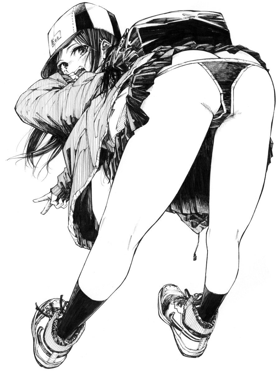 每日好图：P站#黑白手绘风#女子高中生#JK#插画欣赏【画师：ガガイモ】