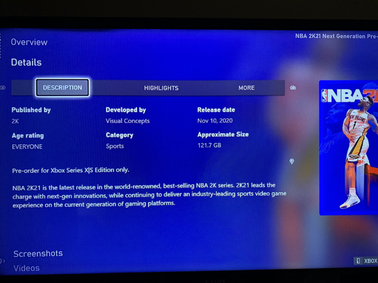 《NBA 2K21》Xbox Series X版容量超120GB插图1 《NBA 2K21》Xbox Series X版容量超过120GB