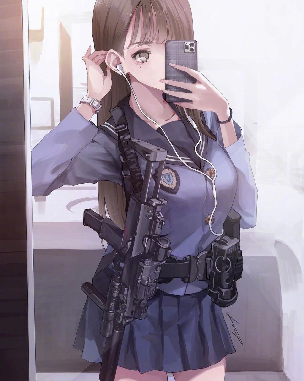 每日好图：JK、枪与车【画师：海凪コウ】