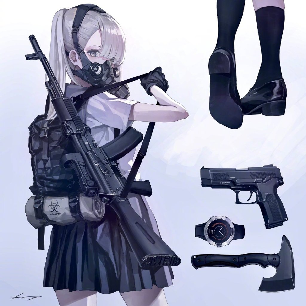 每日好图：JK、枪与车【画师：海凪コウ】