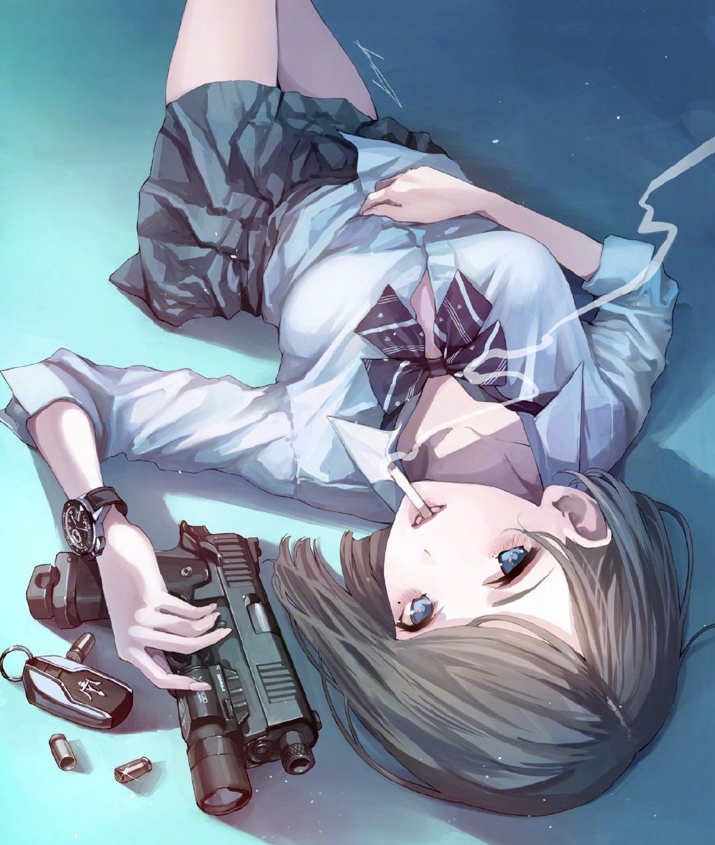 每日好图：JK、枪与车【画师：海凪コウ】