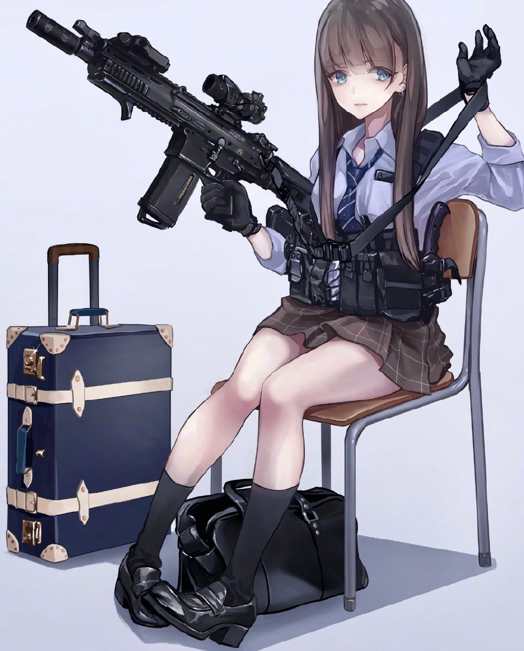 每日好图：JK、枪与车【画师：海凪コウ】