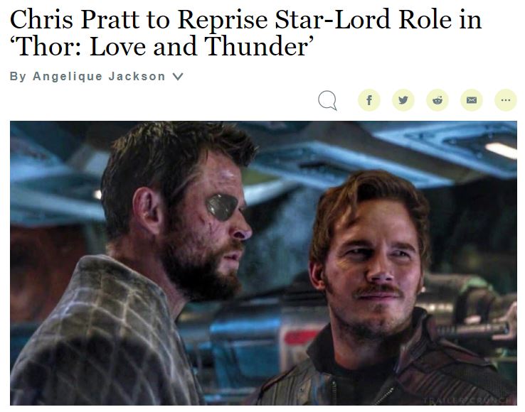 漫威宇宙联动继续 星爵将出演《雷神4：爱与雷霆》