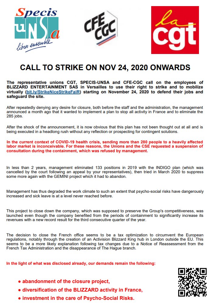 暴雪被裁员工准备在《暗影之地》发布日再次罢工插图 暴雪凡尔赛员工准备在《暗影之地》发布日举行二次罢工