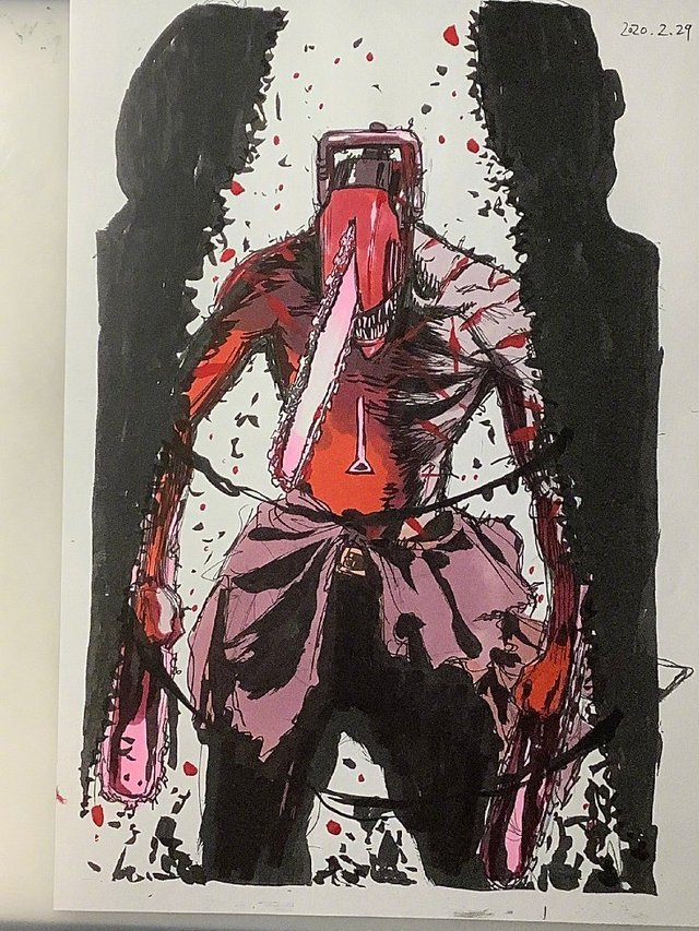 《地狱乐》作者“贺来友治”分享《电锯人》相关插画