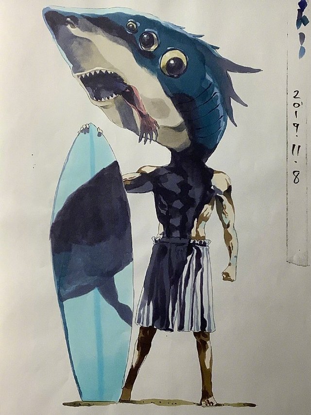 《地狱乐》作者“贺来友治”分享《电锯人》相关插画