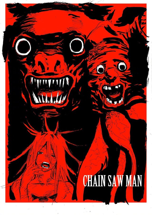 《地狱乐》作者“贺来友治”分享《电锯人》相关插画