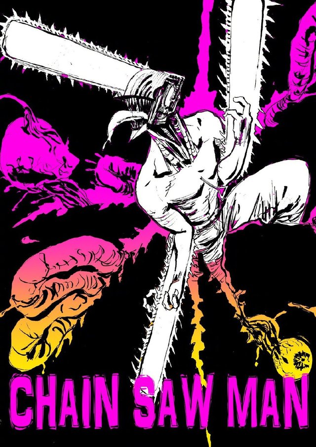 《地狱乐》作者“贺来友治”分享《电锯人》相关插画
