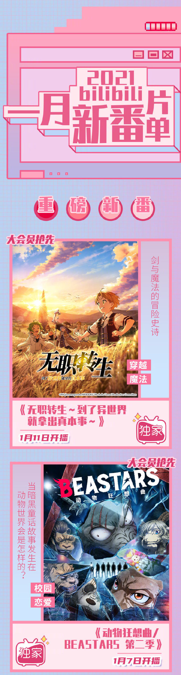 2021年1月动画新番：B站版权番一览