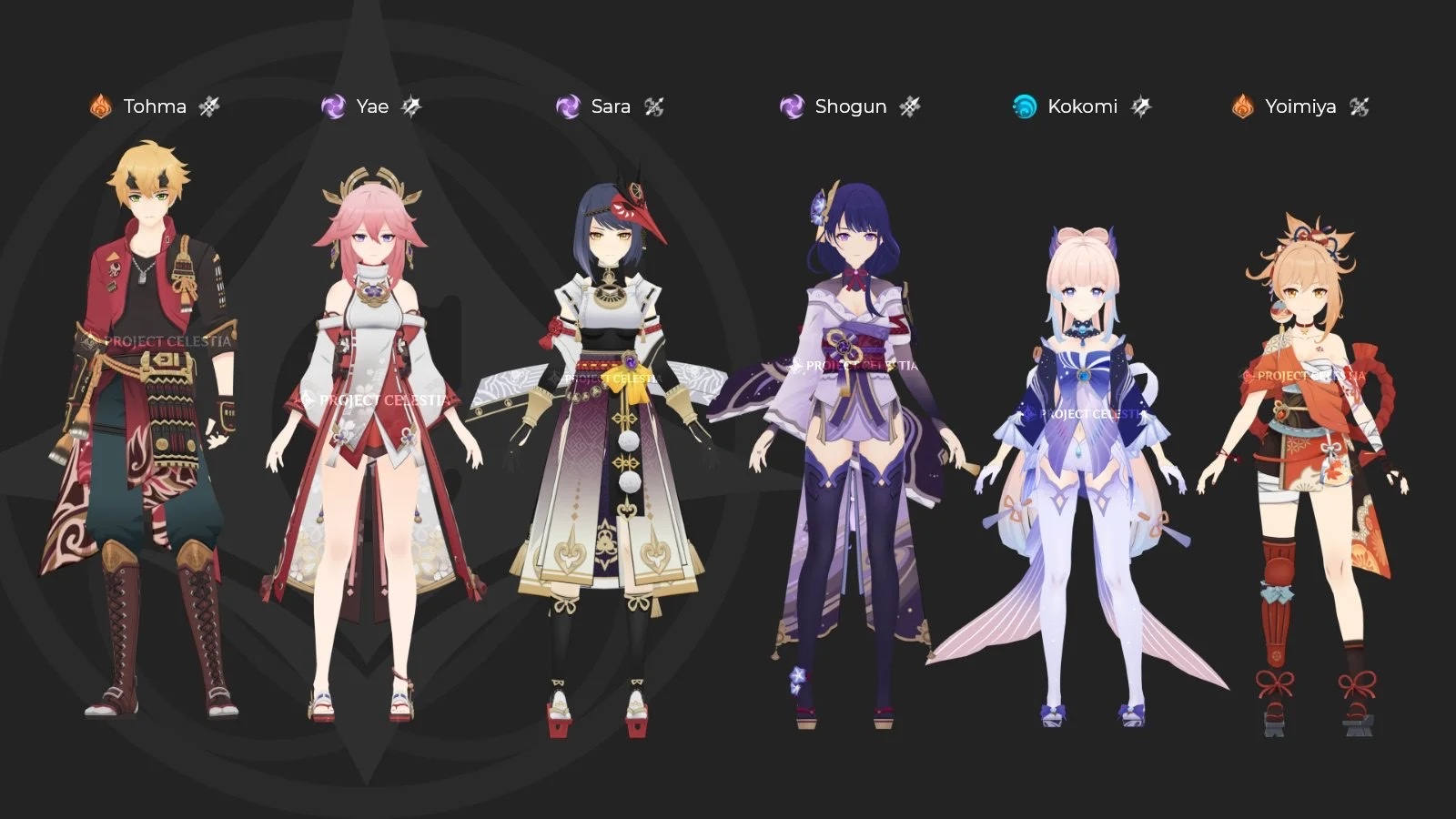 原神内鬼：稻妻众角色建模图【Tohma、八重、九条娑罗、雷神、Kokomi、宵宫】