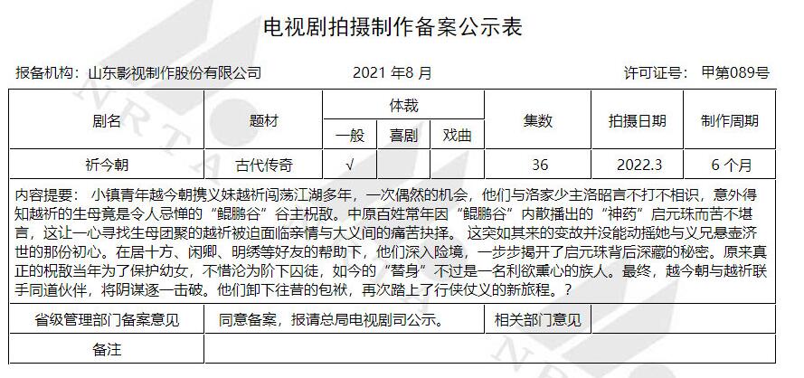 《仙剑奇侠传6》电视剧版《祈今朝》开通微博，22年开拍