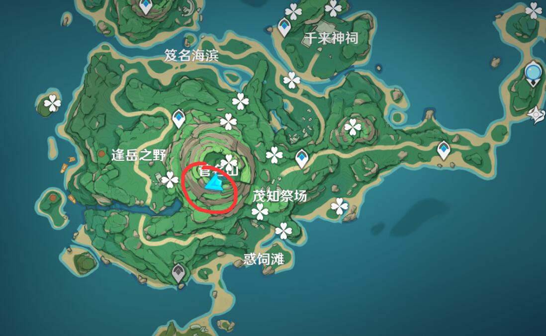 原神攻略：稻妻 鹤观岛—菅名山顶，挑战点旁边阴间宝箱