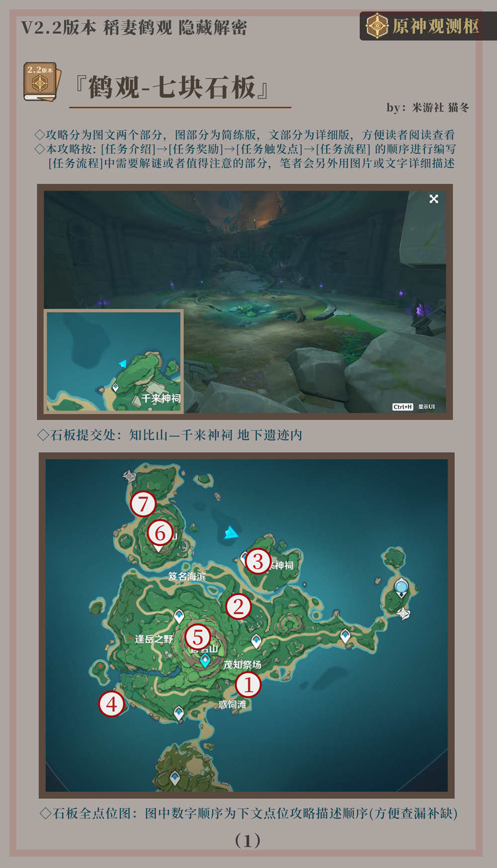 原神攻略：稻妻 鹤观岛—七块石板 大型解密【2个华丽宝箱】