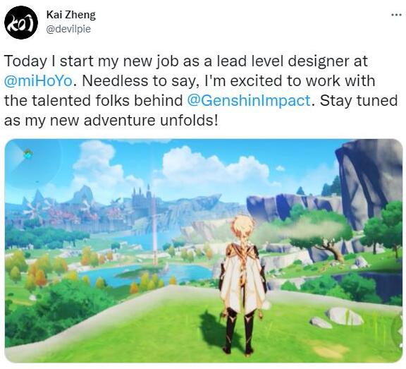 原《战神》设计师加入米哈游，出任《原神》首席关卡设计师