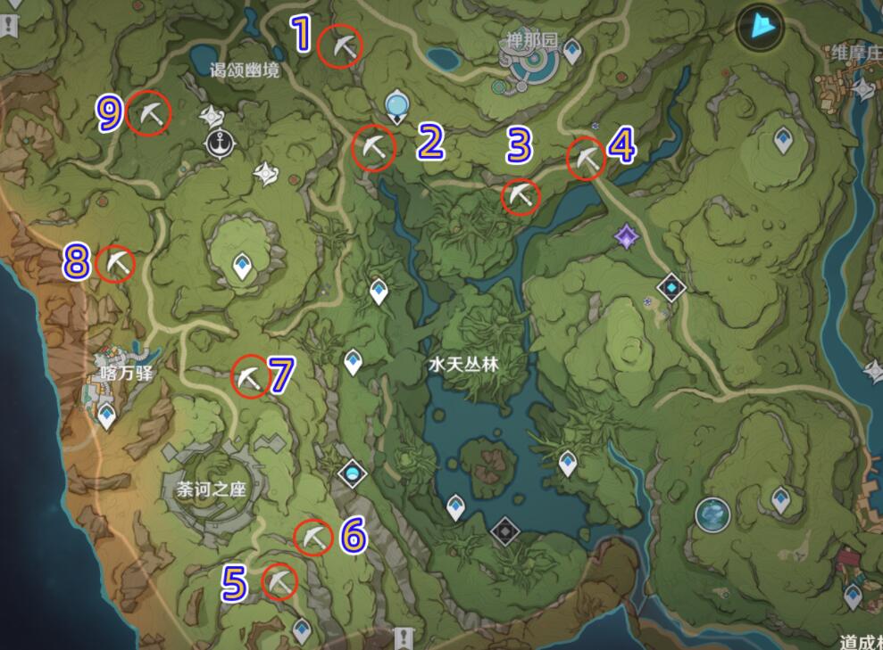 原神3.0攻略：须弥 9个挖掘点【隐藏成就：啊，美好的日子】