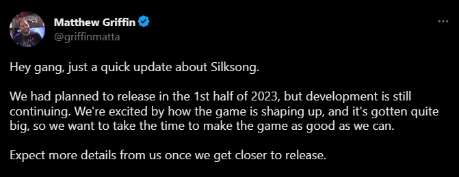 又鸽了？《空洞骑士：丝之歌》宣布跳票