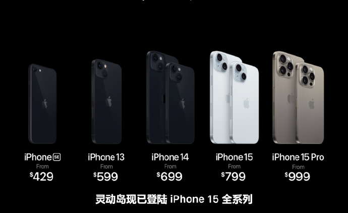 苹果iPhone 15系列手机正式公布，接口改为Type C 口，5999元起售
