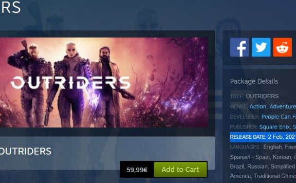 SE科幻射击新游《Outriders》跳票至明年2月发售