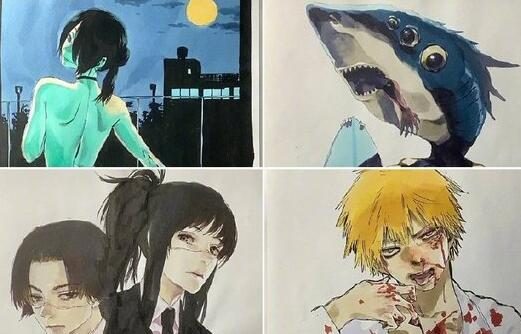 《地狱乐》作者“贺来友治”分享《电锯人》相关插画