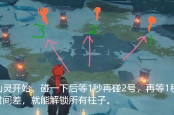 原神1.2：雪山【 3个仙灵 6根柱子】 解密攻略